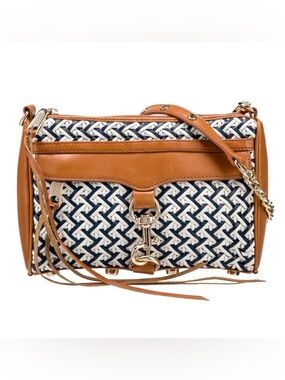 Rebecca Minkoff M.A.C. Woven Leather Cross-body Navy & Tan Woven Leather
